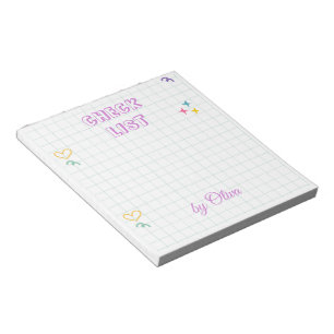 Bloco De Notas Padrão de Gingham Branco e Colorido