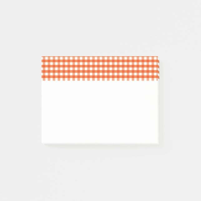 Bloco De Notas Padrão de Gingham Branco e Laranja (Frente)