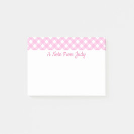 Bloco De Notas Padrão de Gingham Rosa Pastel