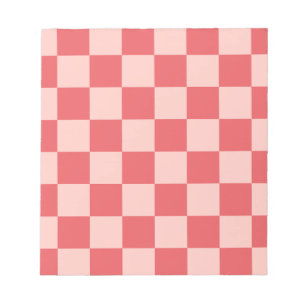 Bloco De Notas Padrão de Gingham Vermelhos Rosa Verificado