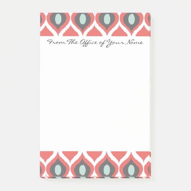 Bloco De Notas Padrão de Impressão de Tribal Ikat Geométrico da C (Frente)
