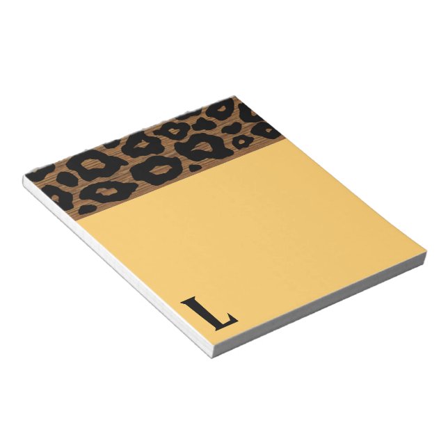 Bloco De Notas Padrão de Leopardo de Madeira Pop (Inclinado)