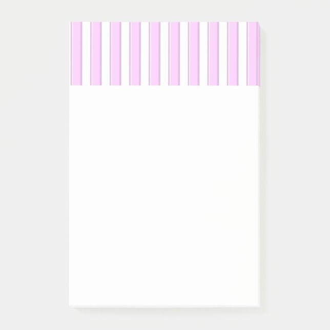 Bloco De Notas Padrão de Listras Brancas Rosa 4" x 6" Adesivos (Frente)