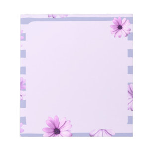 Bloco De Notas Padrão de listras de Pastel com a Daisies