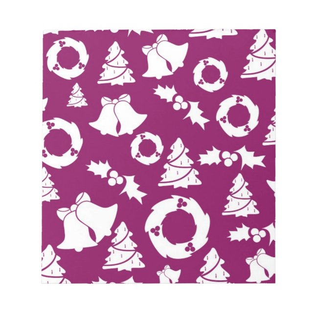 Bloco De Notas Padrão de Natal Roxo (Frente)