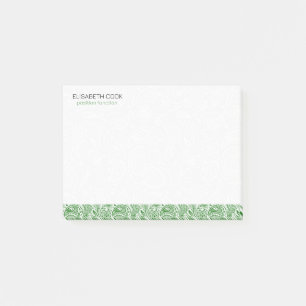Bloco De Notas Padrão de Paisley Verde e Branco