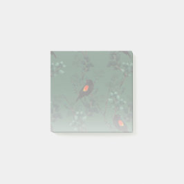 Bloco De Notas Padrão de Pássaro Negra Vermelho