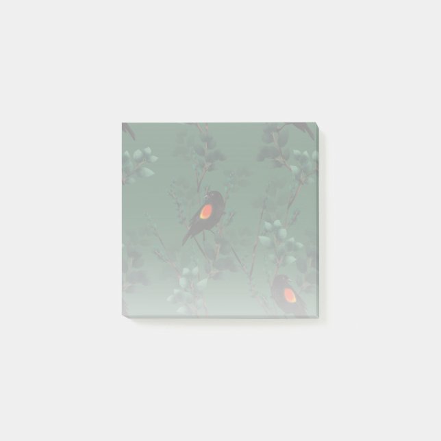 Bloco De Notas Padrão de Pássaro Negra Vermelho (Frente)