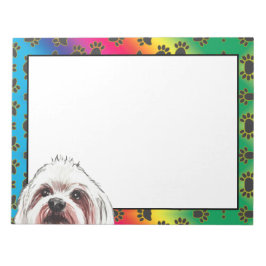 Bloco De Notas Padrão de pata de cão colorida maltesa de longa du