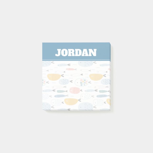 Bloco De Notas Padrão de Peixe da Escola de Doodle (Frente)