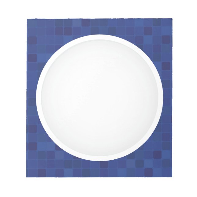 Bloco De Notas Padrão de pixel de mosaico azul personalizado mono (Frente)