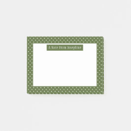 Bloco De Notas Padrão de Pontos Brancos em Verde Oliva e Texto