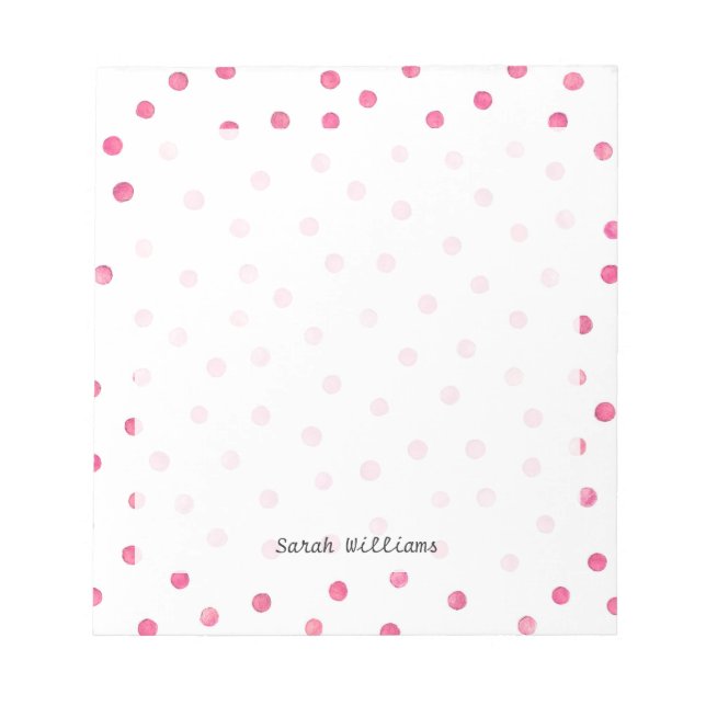 Bloco De Notas Padrão de Pontos de Confetti Brancos Rosa (Frente)