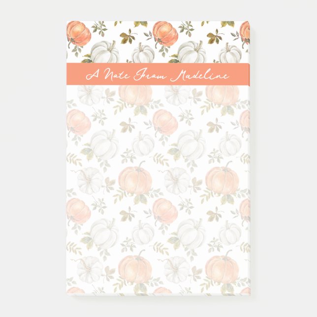 Bloco De Notas Padrão de Pumpkin de Aquarela de Queda (Frente)