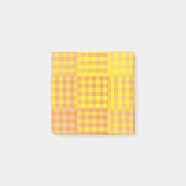 Bloco De Notas Padrão de Remendo de Xadrez Laranja Amarelo (Frente)