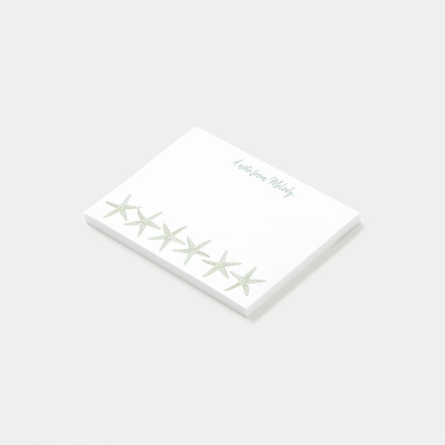 Bloco De Notas Padrão de Starfish de Cor da Água Verde (Inclinado)