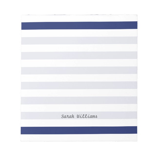 Bloco De Notas Padrão de Stripe marinho Azul e Branco (Frente)