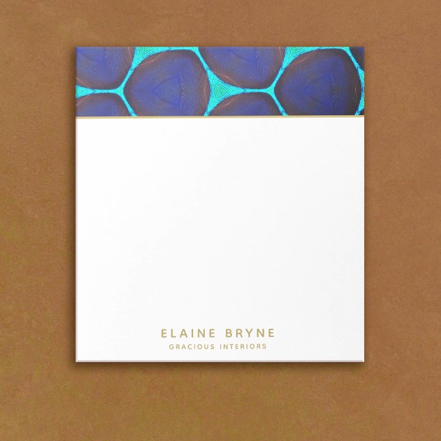 Bloco De Notas Padrão de Turquesa de Marinho Negrito com Na moda  (Criador carregado)