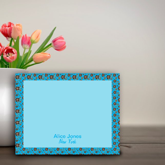 Bloco De Notas padrão de turquesa flor natural marrom (Criador carregado)