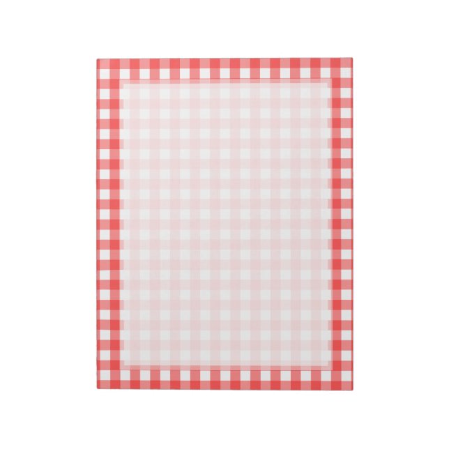 Bloco De Notas Padrão de Verificação de Gingham Branco Vermelho (Invertido)