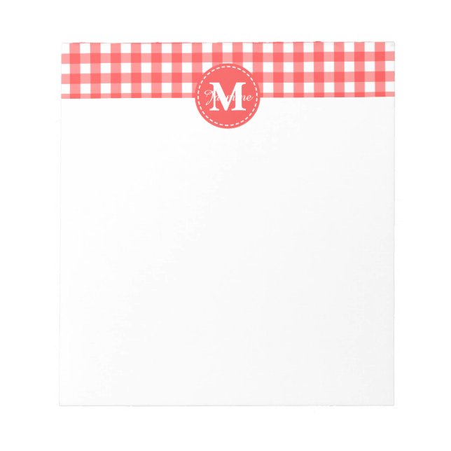 Bloco De Notas Padrão de Verificação de Gingham Branco Vermelho M (Frente)
