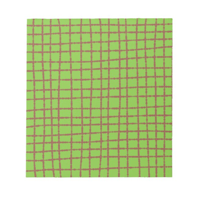 Bloco De Notas Padrão de Verificação Verde e Marrom Elegante (Frente)