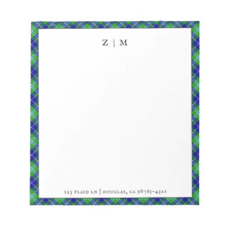 Bloco De Notas Padrão de Xadrez de Douglas Clan Tartan