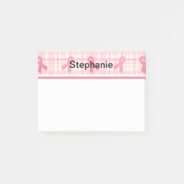 Bloco De Notas Padrão de Xadrez de Fita Rosa do Câncer da Mama