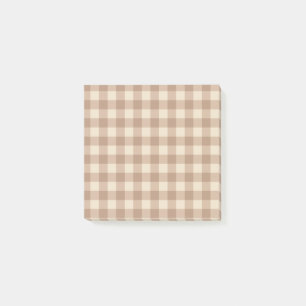 Bloco De Notas Padrão de Xadrez de Gingham Castanho e Branco