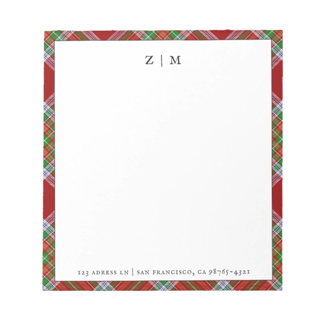 Bloco De Notas Padrão de Xadrez do MacBain Clan Tartan (Frente)