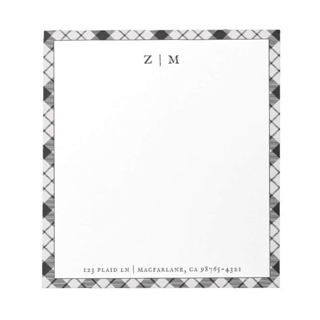 Bloco De Notas Padrão de Xadrez do MacFarlane Clan Tartan (Frente)