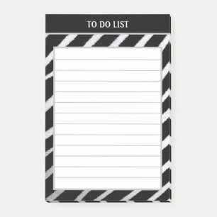 Bloco De Notas Padrão de Zebra Negra e Branca Vinculado à Lista d