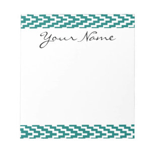 Bloco De Notas Padrão de Zig Zag do Ikat Chevron Branco Monogram
