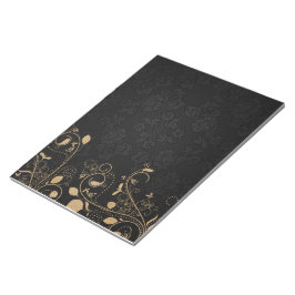 Bloco De Notas Padrão Decorativo Preto e Dourado