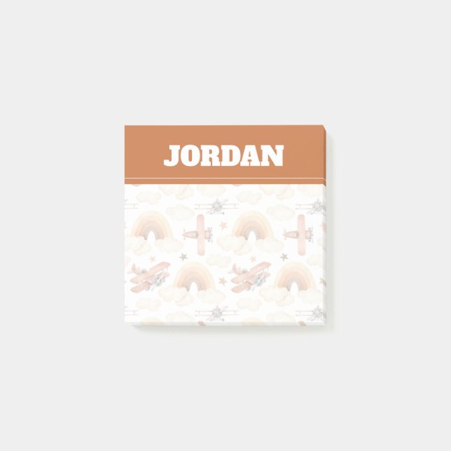 Bloco De Notas Padrão do avião arco-íris de cor d'água (Frente)