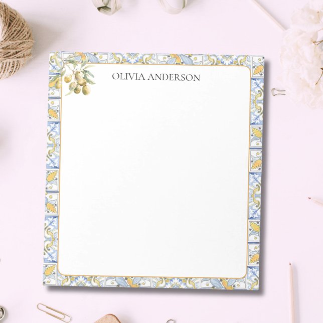 Bloco De Notas Padrão do Azulejo Amarelo do Mediterrâneo (In situ)