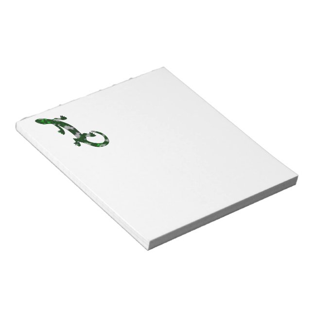 Bloco De Notas Padrão do mosaico verde Gecko Lizard Reptile Art (Inclinado)