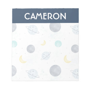 Bloco De Notas Padrão do Planeta Espacial Azul de Cores Aquáticas