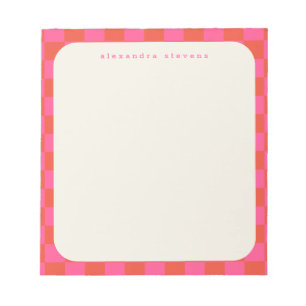 Bloco De Notas Padrão do Quadro de Verificação Rosa Nome Per