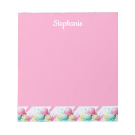 Bloco De Notas Padrão do sorvete no Nome Personalizado do Sweet R