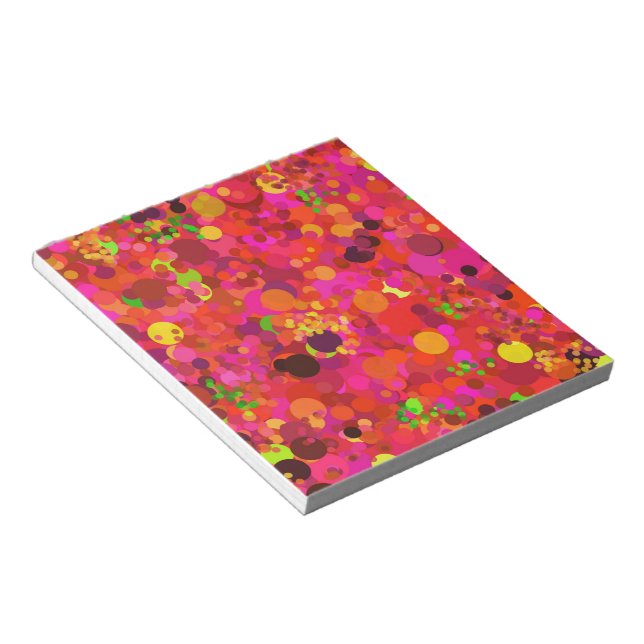 Bloco De Notas Padrão Dourado Verde Vermelho e Pontos Rosa Colori (Inclinado)