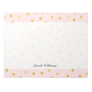 Bloco De Notas Padrão Elegante De Pontos De Confetti Rosa E Folh