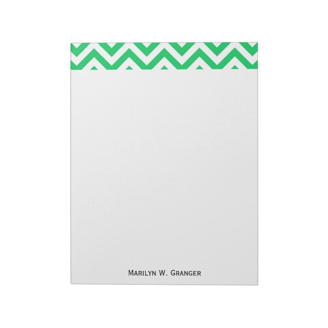 Bloco De Notas Padrão Emerald Green, Grande Chevron Branco ZigZag (Invertido)