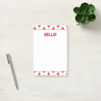 Bloco De Notas Padrão Estético de Morango Kawaii Fofo