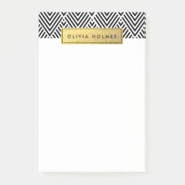 Bloco De Notas Padrão Faux Foil Chevron Preto e Dourado