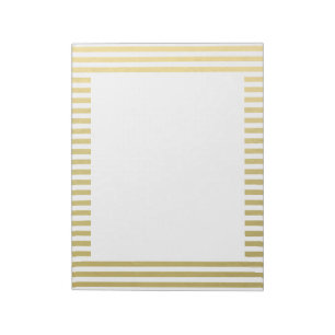 Bloco De Notas Padrão Faux Gold Foil White Stripes