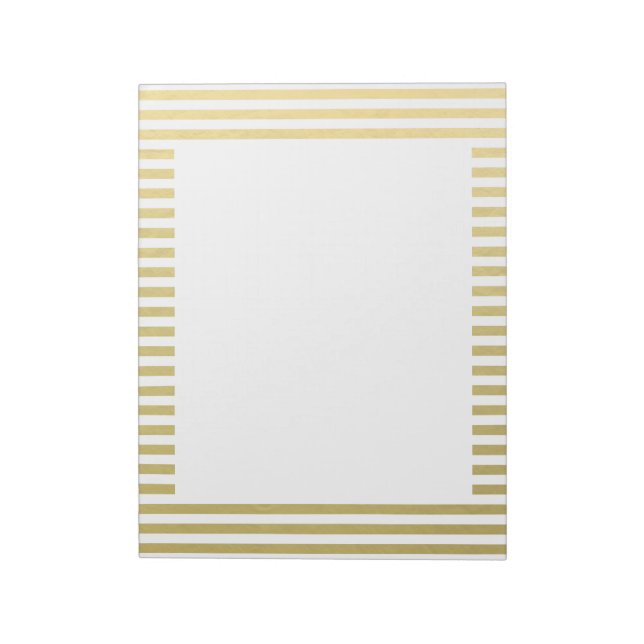 Bloco De Notas Padrão Faux Gold Foil White Stripes (Invertido)
