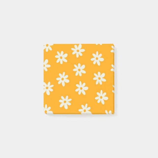 Bloco De Notas Padrão Flor Simples Floral Branco Retroativo (Frente)