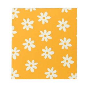 Bloco De Notas Padrão Flor Simples Floral Branco Retroativo