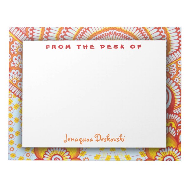 Bloco De Notas Padrão Floral Amarelo Amarelo-Amarelo-Vermelho-Fog (Frente)